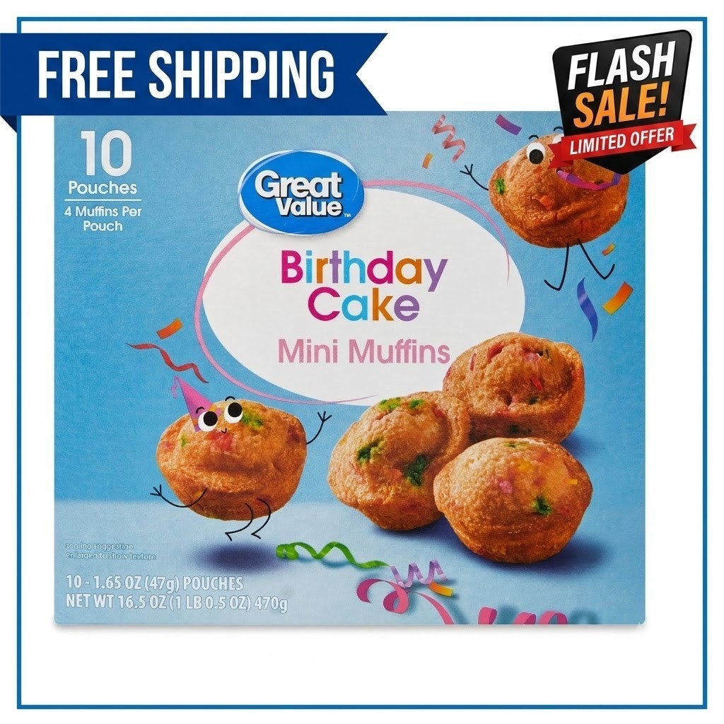 Great Value Birthday Cake Mini Muffins, 1.65 oz (10 count)