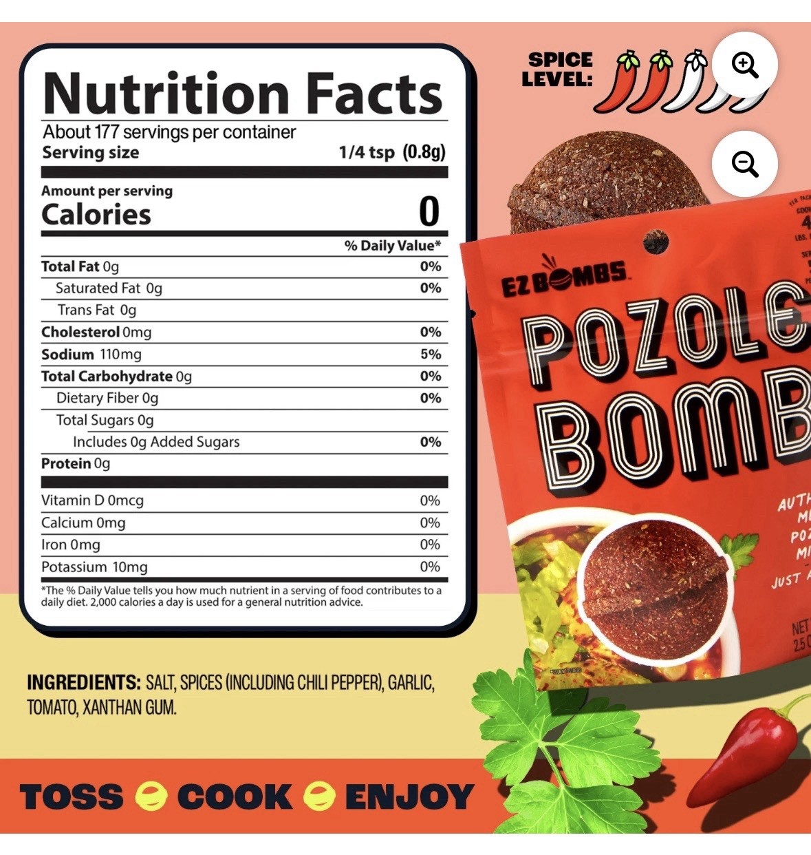 EZ Bombs Pozole Bomb Mexican Spice Mix Dried 2.5 oz Mexican Cuisine