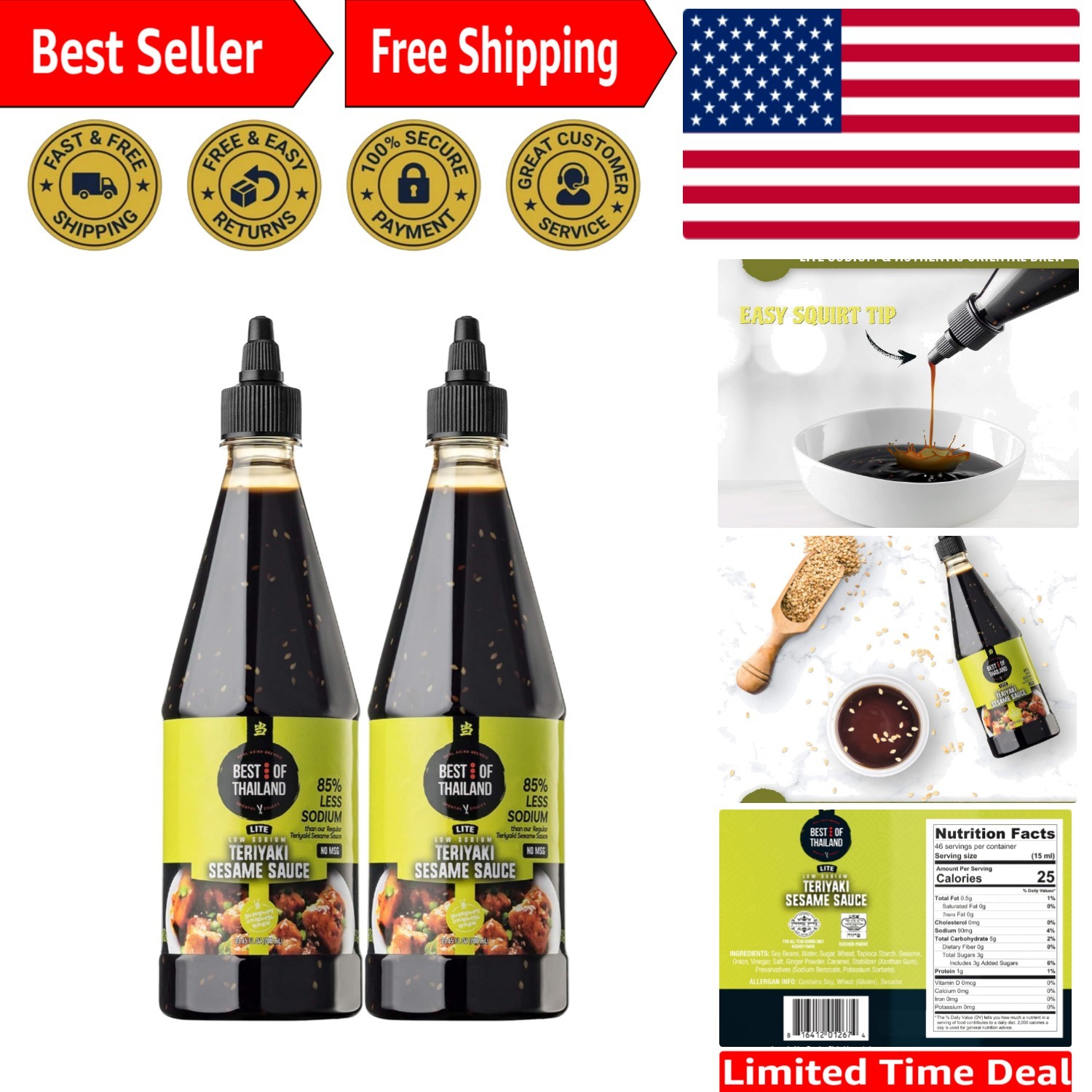 Authentic Low-Sodium Sesame Teriyaki Sauce – Gluten Free Duo (2 Bottles)