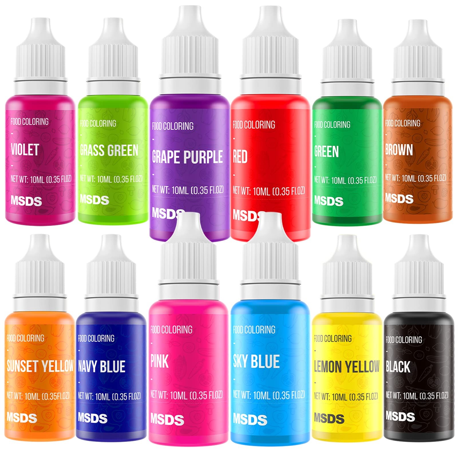 0.35 Fl Oz (Pack of 12) unit：12, Black,Green,Navy Blue,Purple,Sky Blue,Violet