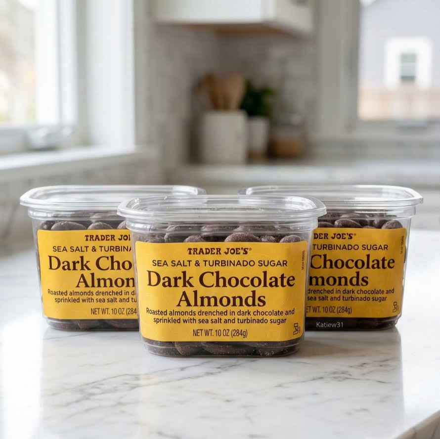 3 Packs Trader Joe’s Sea Salt & Turbinado Sugar Dark Chocolate Almonds 10oz Each
