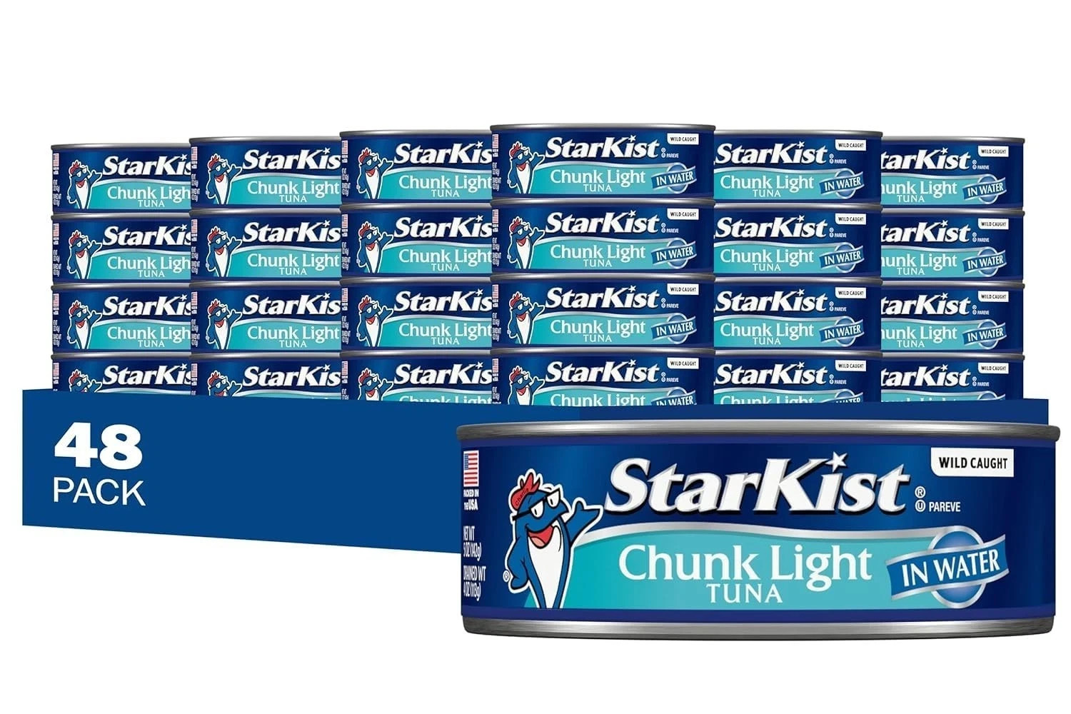 StarKist Chunk Light Tuna in Water, 5 oz (48 Pack) Canned Tuna Fish, Wild Caught