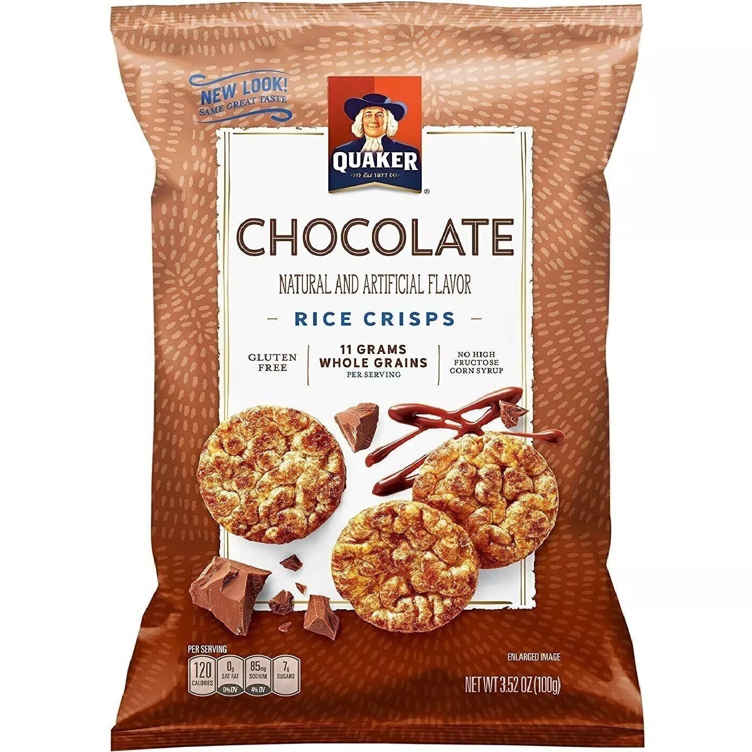 Quaker Rice Crisps Chocolate Popped Light Crispy Crunchy Chips 3.5oz 4 Bags