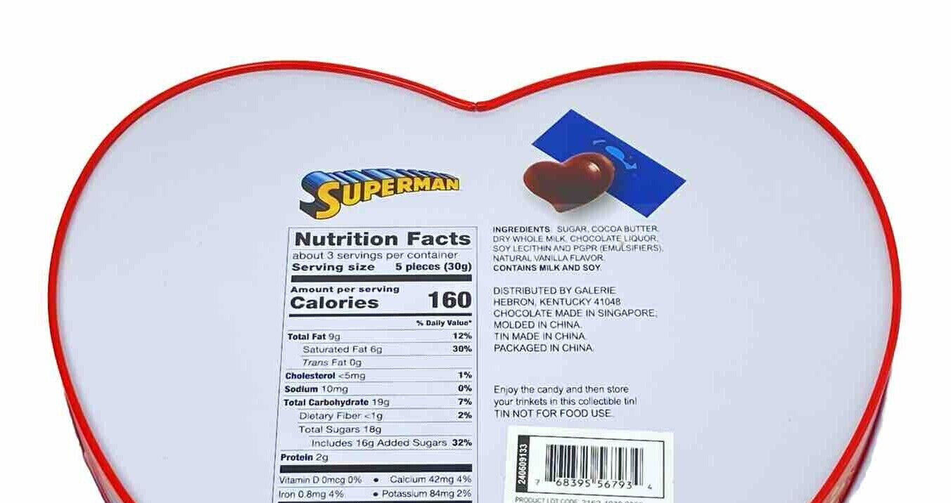 Superman Clark Kent Collectors Tin Filled with Milk Chocolate Candy BB 10/2026