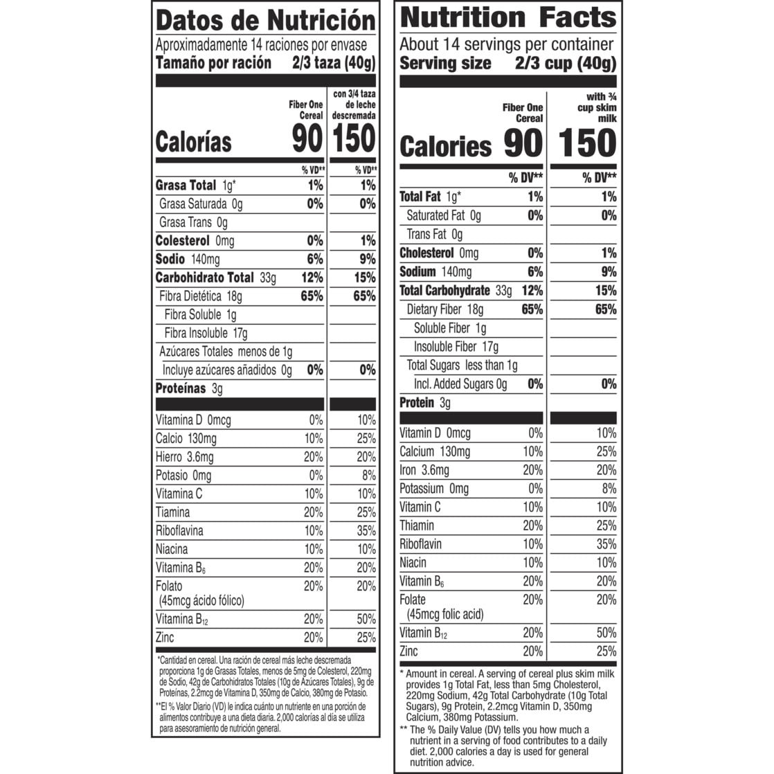Fiber One Breakfast Cereal, Original Bran, 19.6 oz
