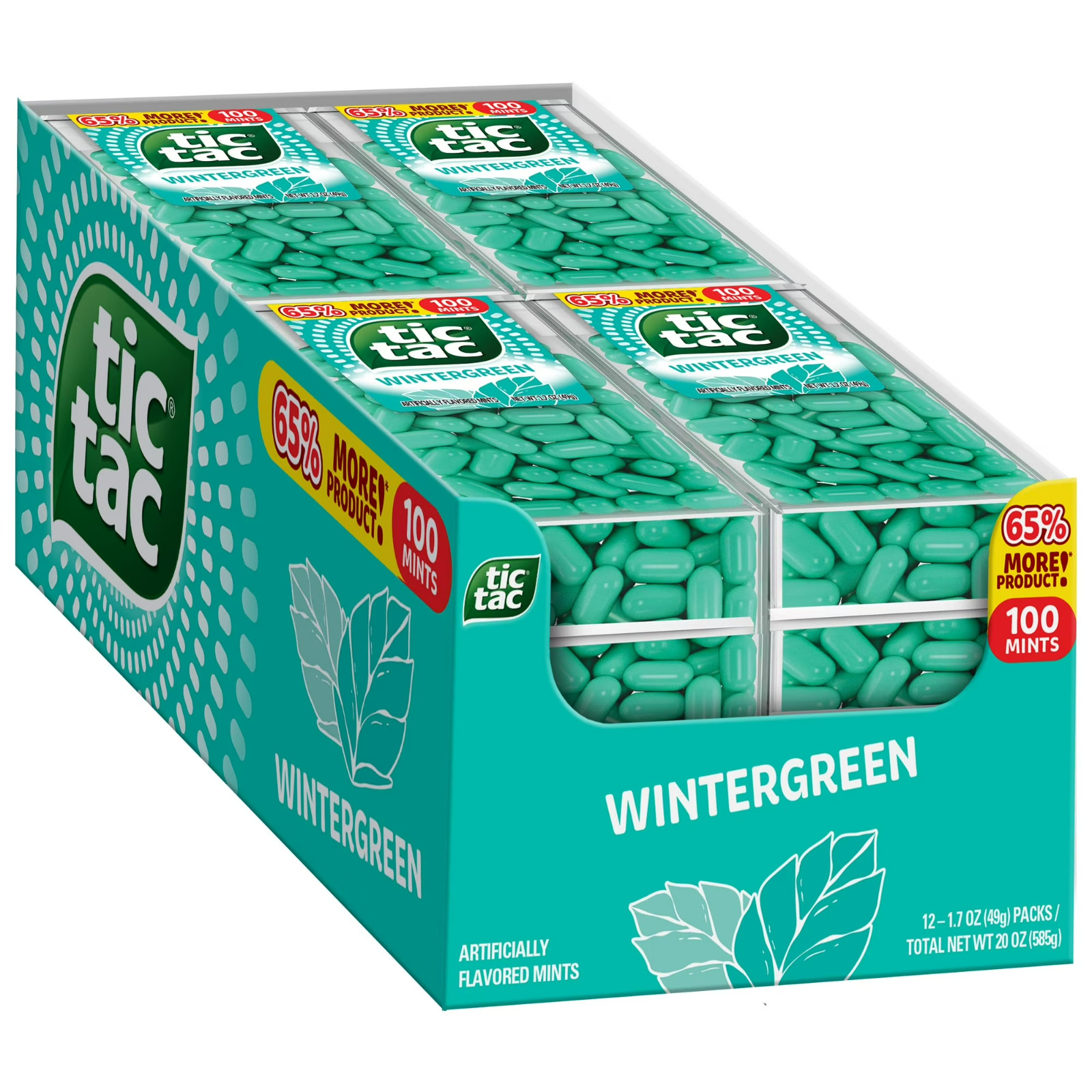 Tic Tac Wintergreen Breath Mints, Bulk 12 Pack, On-The-Go Refreshment, 1.7 oz Ea