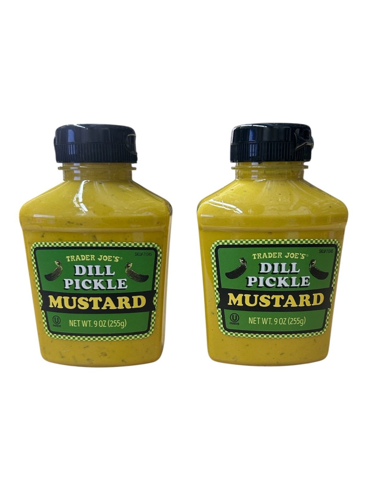 2-Pack Trader Joe’s Dill Pickle Mustard 9 oz Each Bottle Tangy Condiment 10/2027