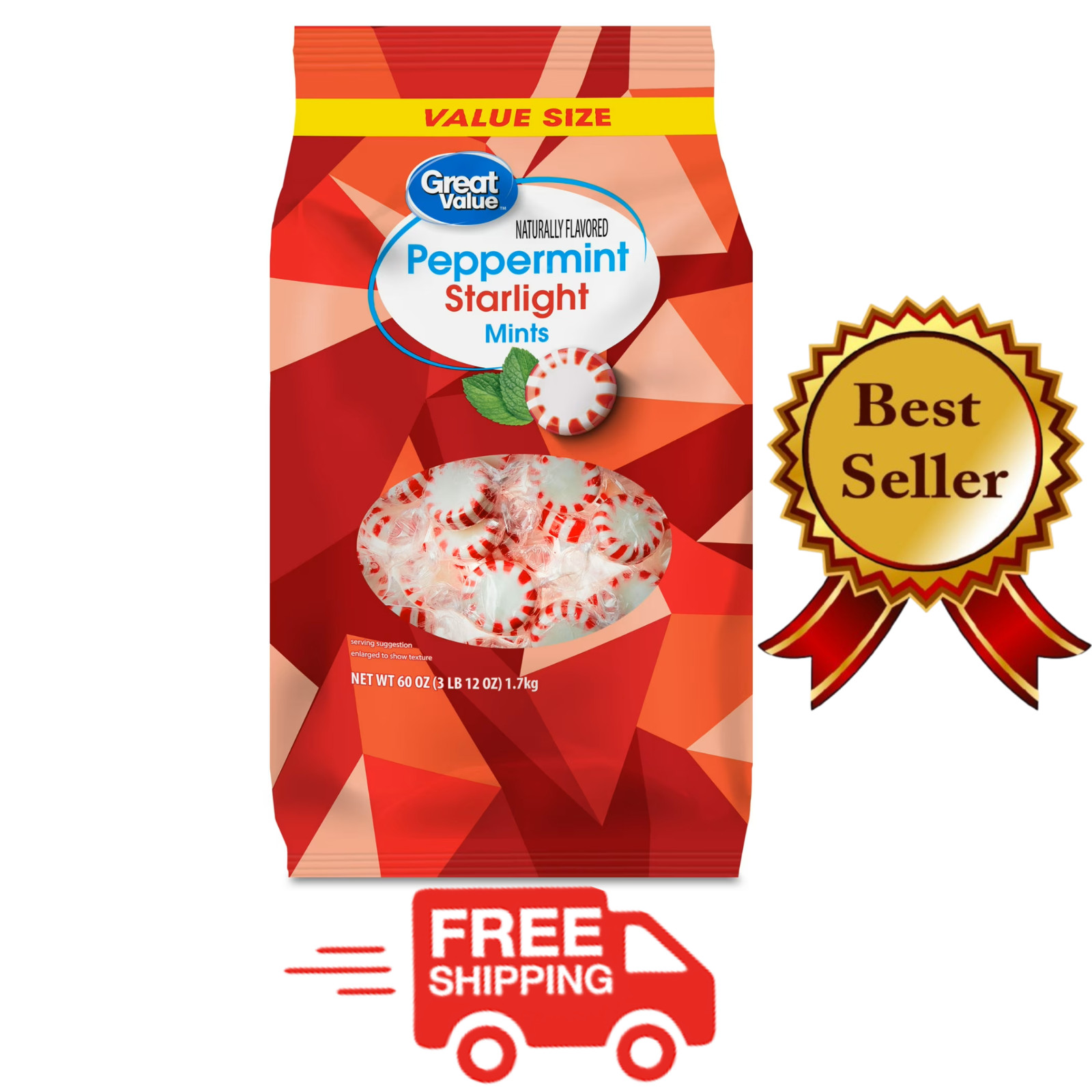 Great Value Peppermint Starlight Mints Hard Candy, 60 oz.