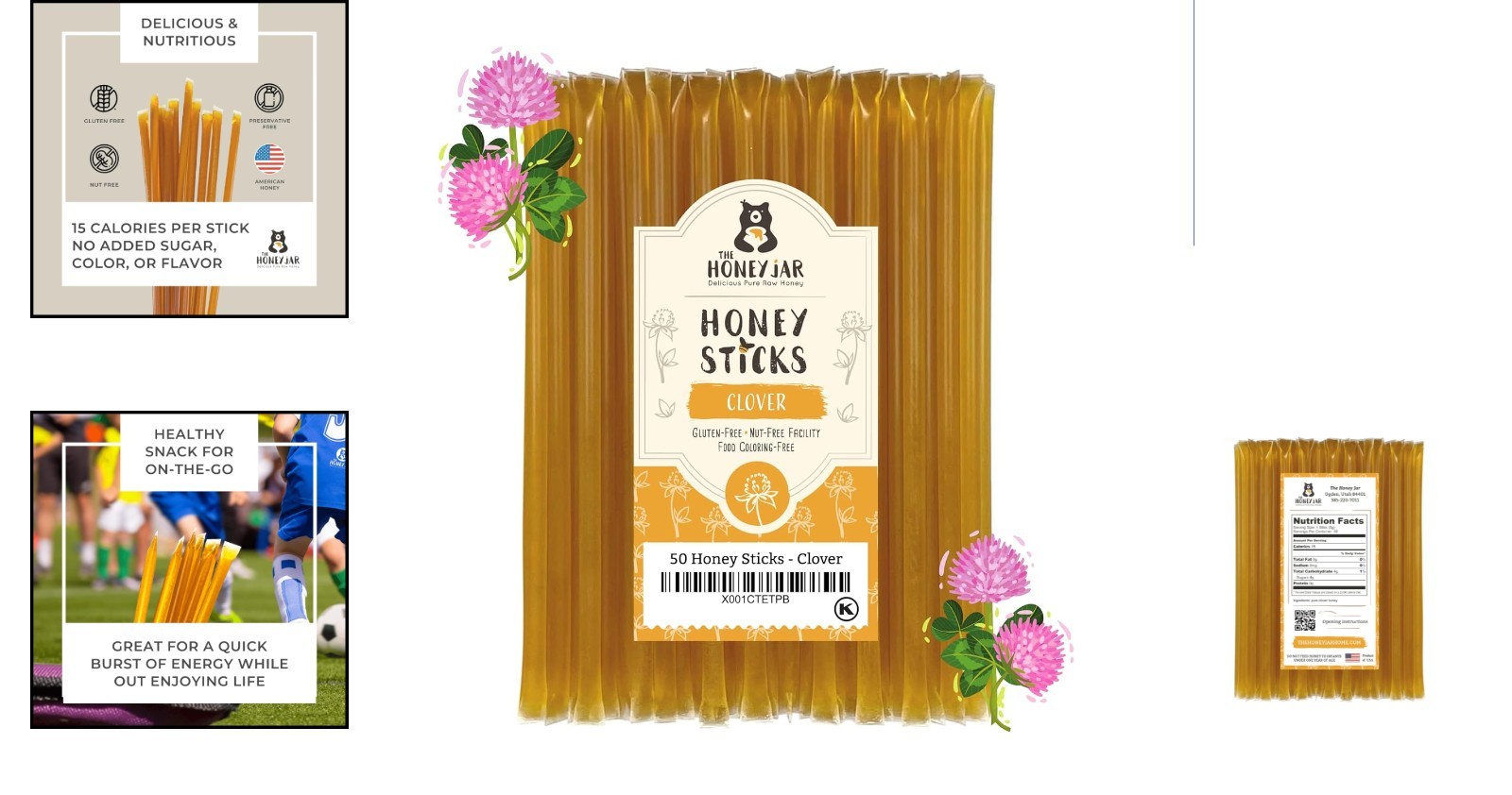 Organic Clover Honey Sticks – 50 Count Kosher Treats for Healthy Indulgence