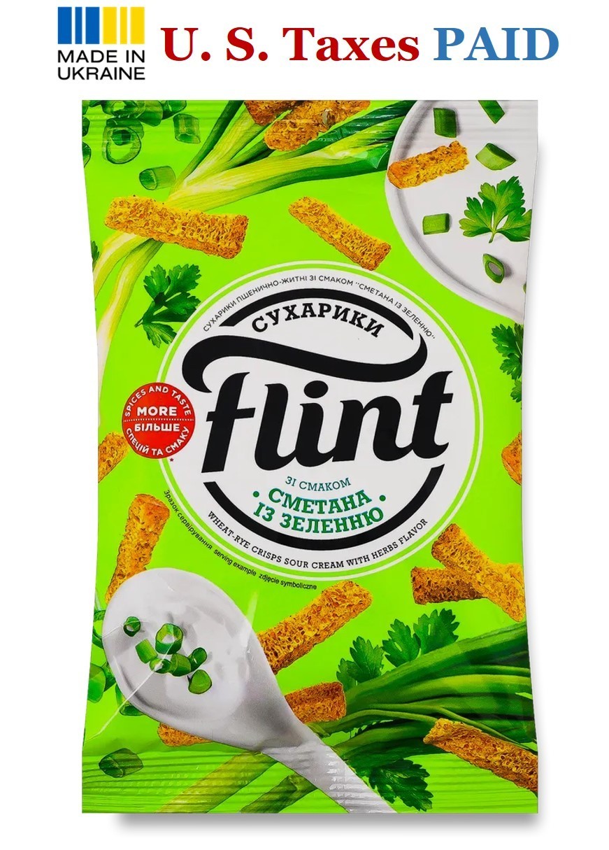 Flint Sour Cream & Herbs Wheat Rye Crunchy Croutons 60g 2.1oz Beer Snack Ukraine