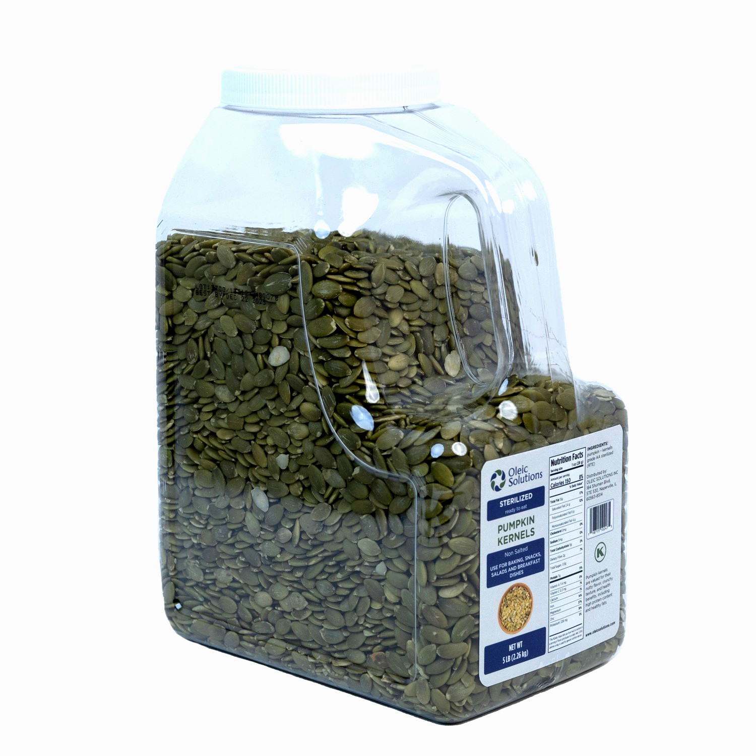 Oleic Solutions Pumpkin Kernels Pepitas 5LB – Sterilized,Ready to eat,Not Salted