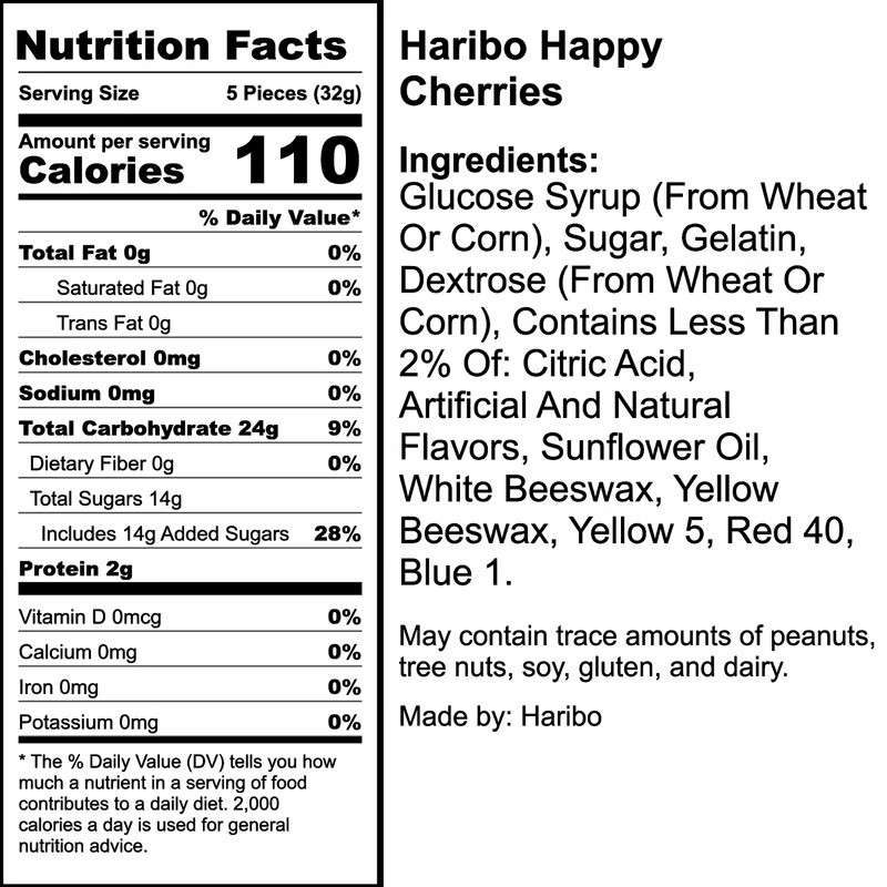 Haribo Happy Cherries Gummy Candy – 1LB & 2LB Bulk Bag Twin Cherry Gummies
