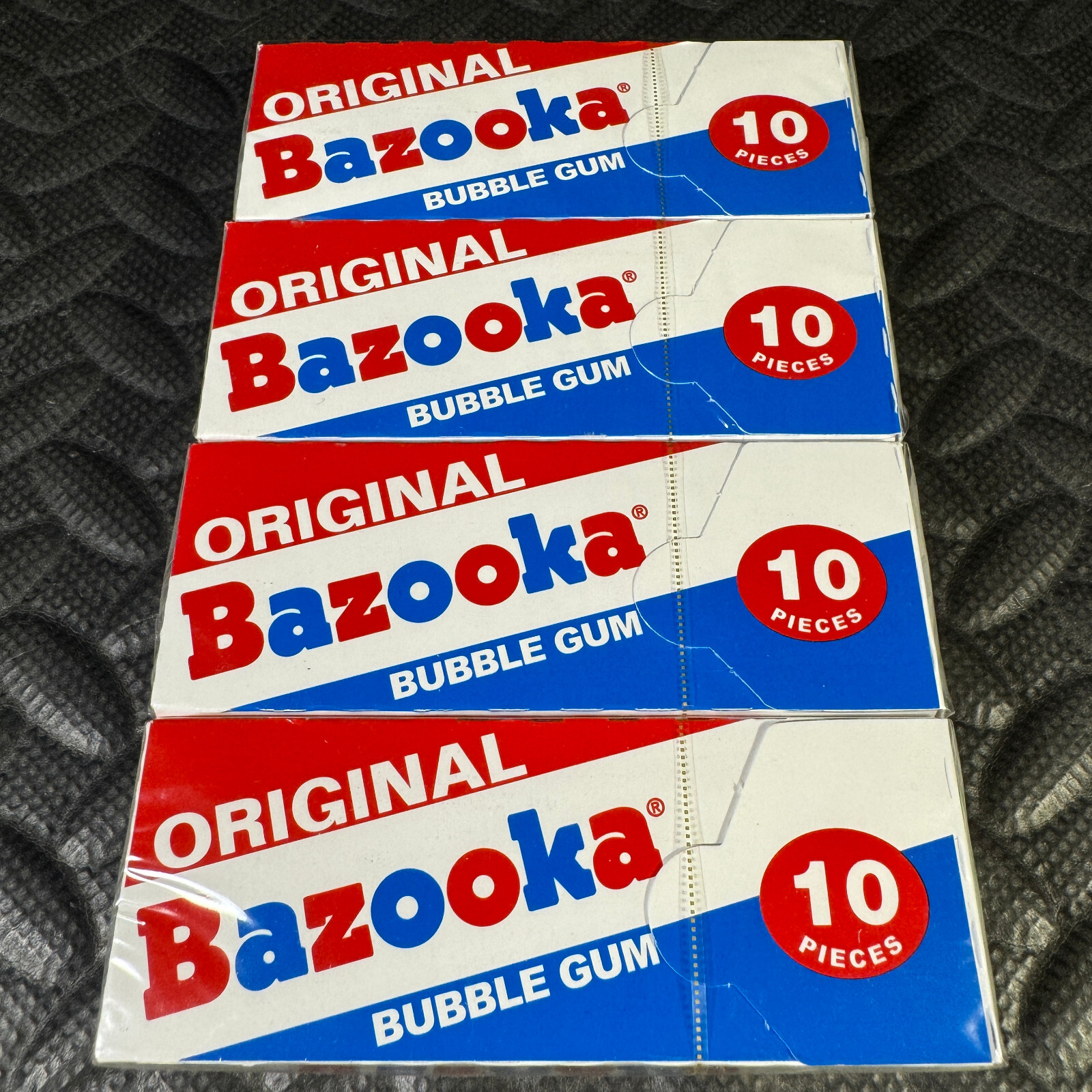 4-PACK LOT BOX BAZOOKA ORIGINAL FLAVOR BUBBLE GUM 10 PIECES PER PACK = 40 pcs!
