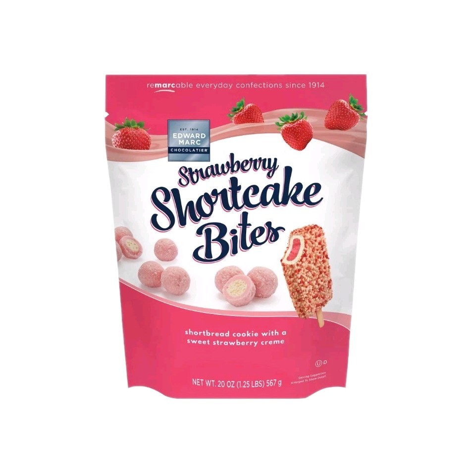 Edward Marc Strawberry Shortcake Bites 20 oz Bag Gourmet Snack White Chocolate