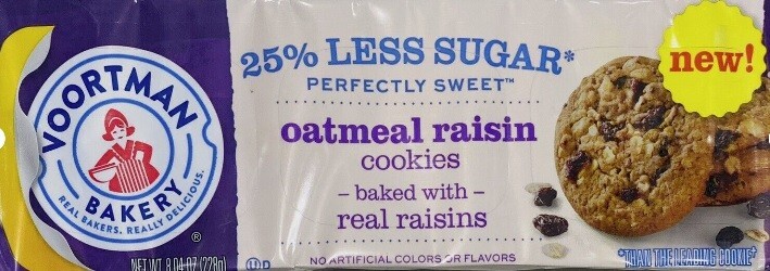 4x Voortman Bakery OATMEAL RAISIN Cookies 7.4 Oz Pack NEW – FREE SHIP – PACK