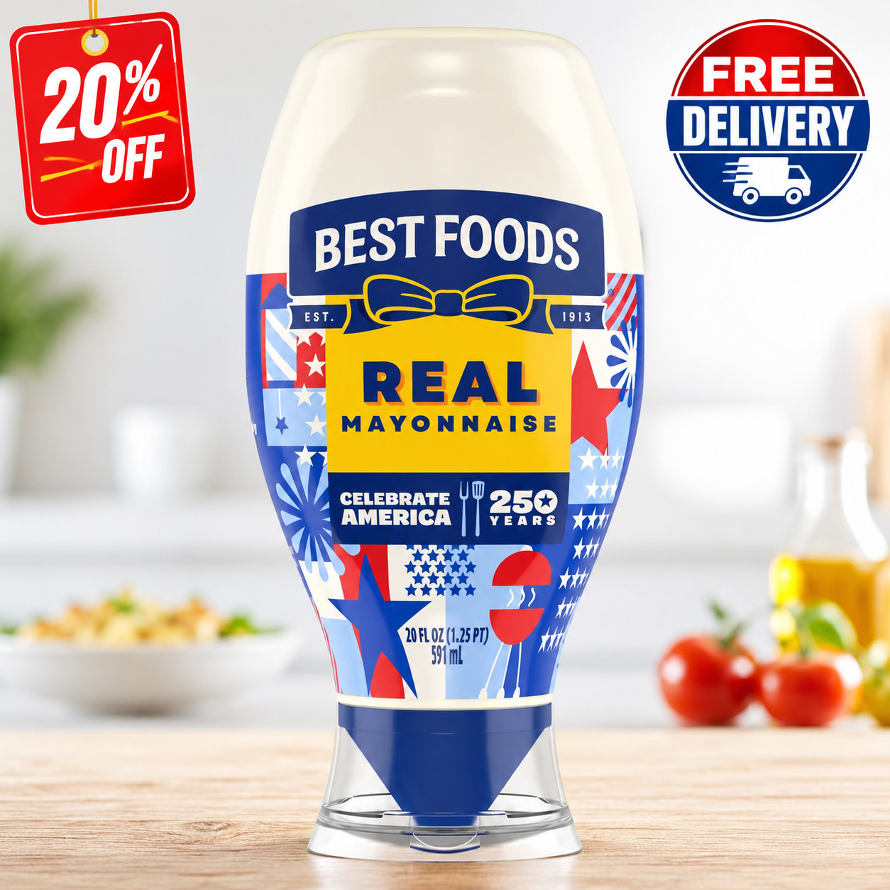 Best Foods Real Mayonnaise 20oz Squeeze Bottle Creamy Mayo Limited Edition 591ml