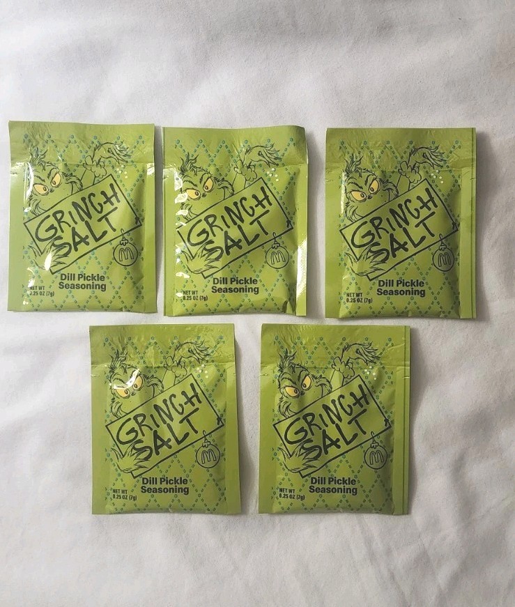 GRINCH SALT – French Fry Dill Pickle Seasoning – McDonalds 2025 (5 packets)