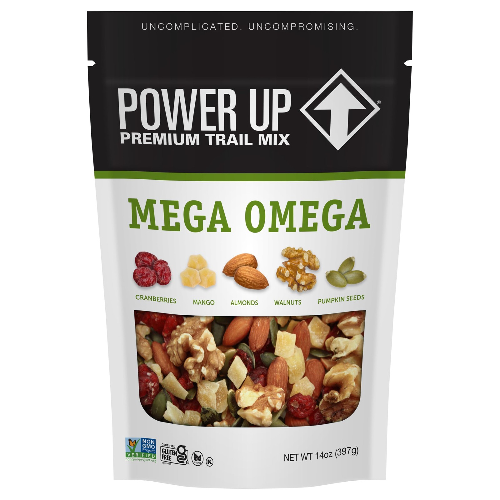 Power Up Trail Mix, Mega Omega Trail Mix Non-GMO Vegan Gluten Free No Artificial