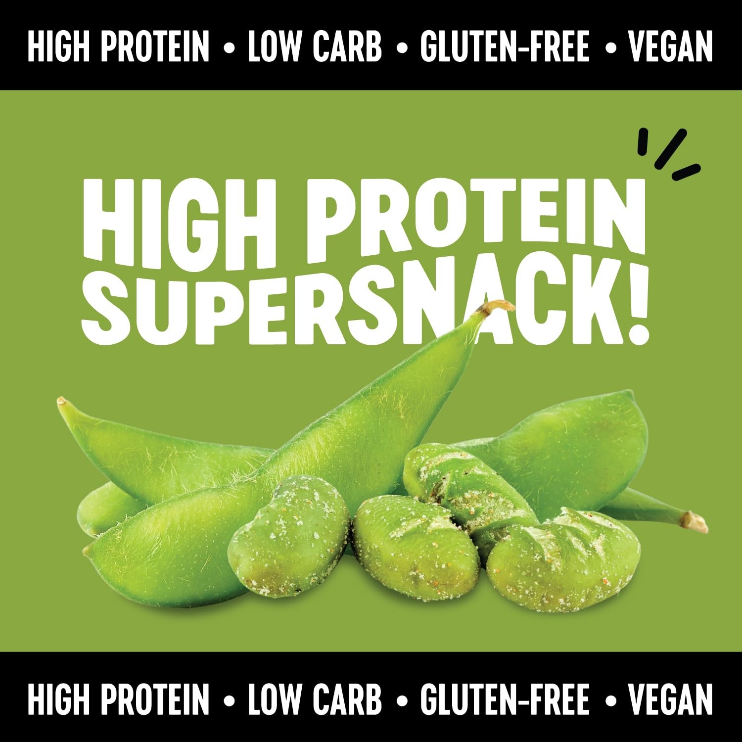 Bean Crunchy Roasted Edamame Snacks, Wasabi Soy Sauce, 0.9 Oz Pack of 10