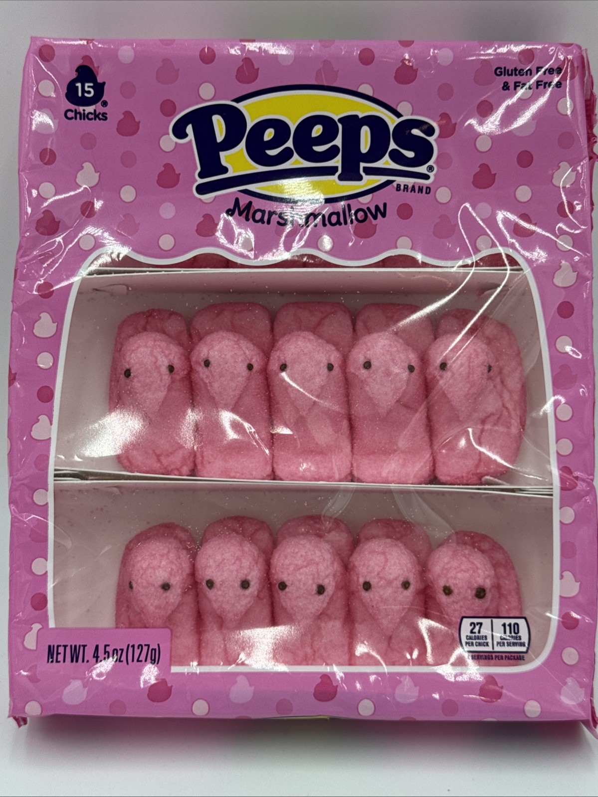 Qty 4 -Pink Marshmallow Peeps Candy 15 Chicks (60 Chicks) Exp 03/27 -Over 1 Lb