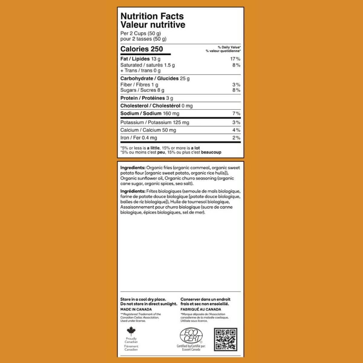 12 X Frankie’s Organic Gluten Free Baked Sweet Potato Fries Churro – 113g Each