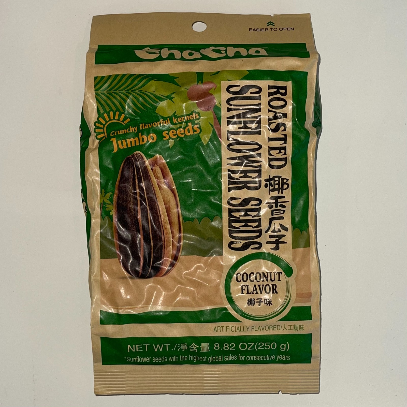 ChaCha Roasted Sunflower Seeds Crunchy Flavorful Kernels Jumbo Seeds 8.82oz 250g