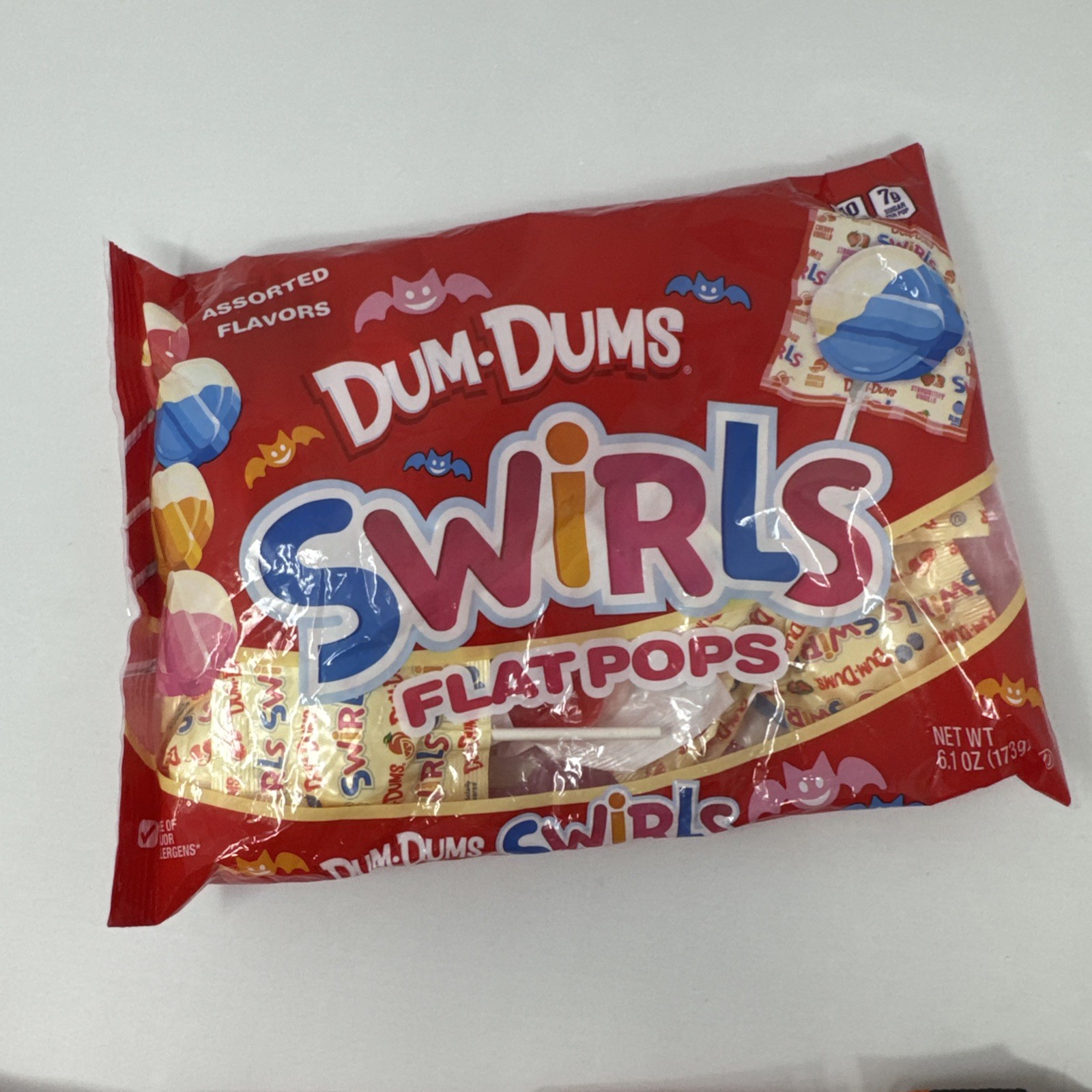 Dum Dums SWIRLS 6.1oz/18pc Bag FLAT POPS Fruit+Vanilla Centers HALLOWEEN Candy