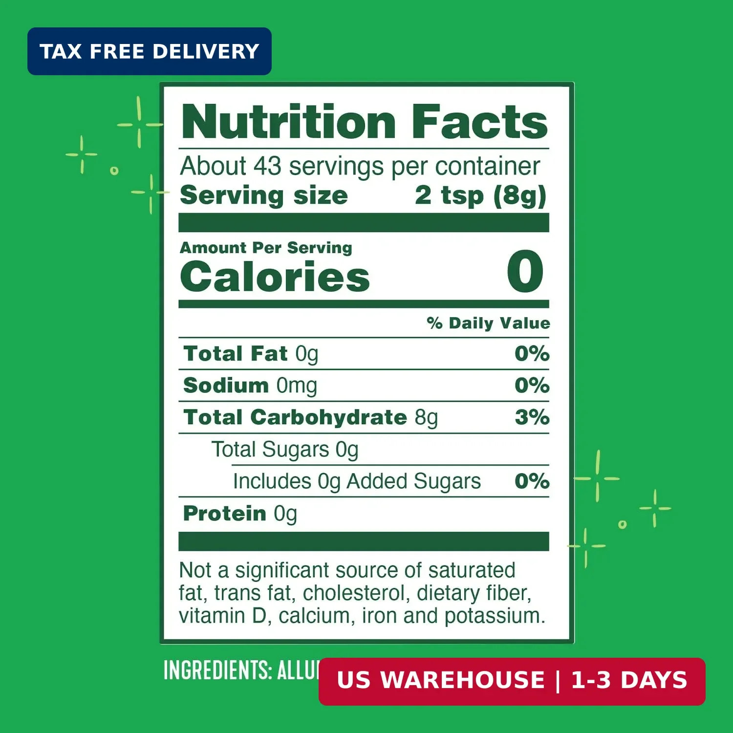 Whole Earth Zero Calorie Allulose Sweetener, Zero Calorie Sugar Substitute, Keto
