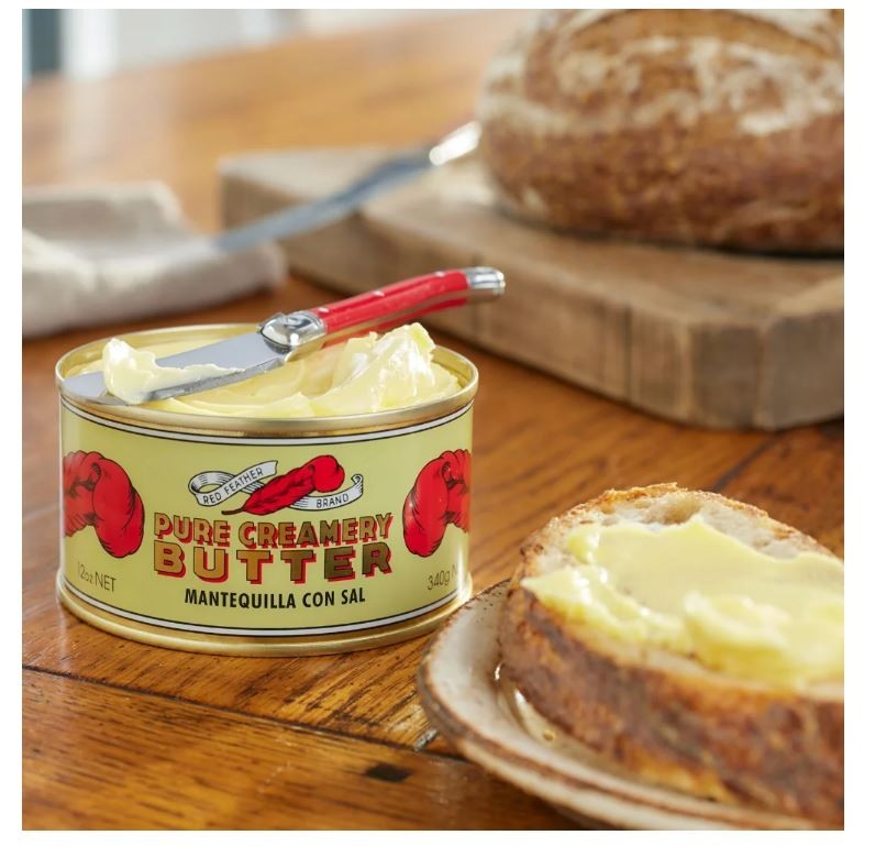 Red Feather brand pure Creamery butter, 12 oz Can