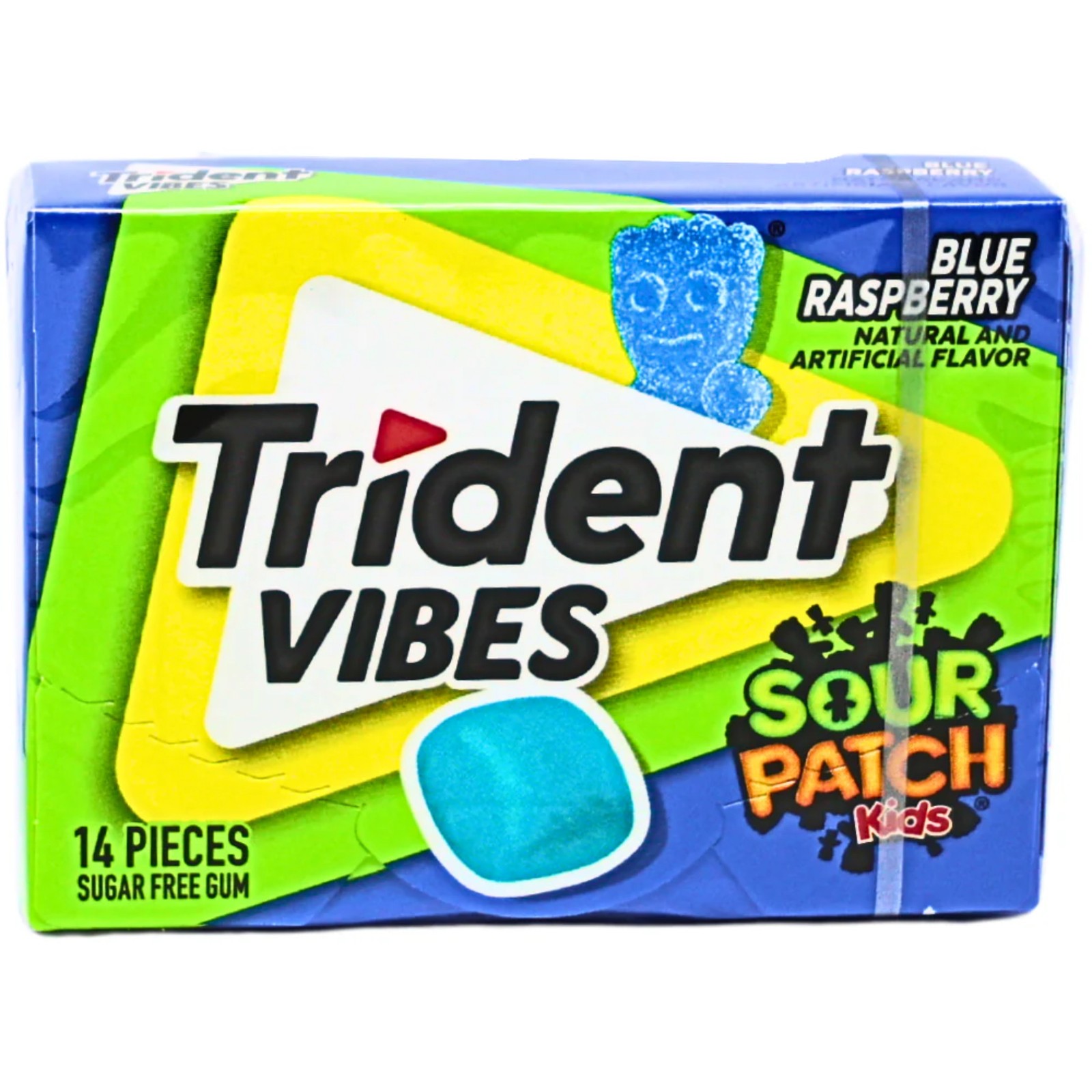 9x Packs Trident Vibes Sour Patch Kids Blue Raspberry Gum | 14 Sticks Per Pack
