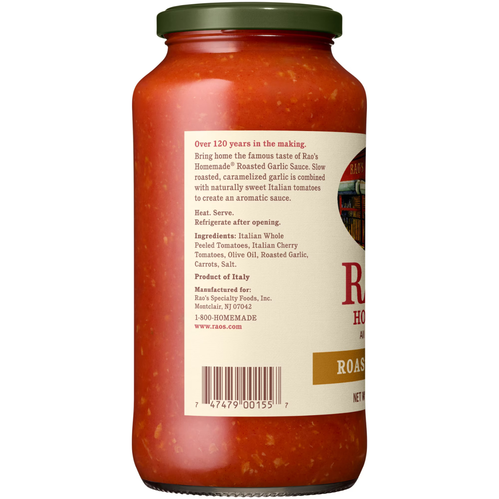 Rao’s Homemade Roasted Garlic Sauce Made with Italian Tomatoes, 24 oz