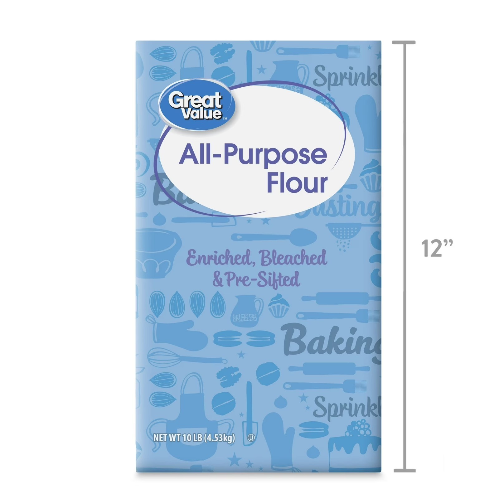 Great Value All Purpose Flour, 10 lb Pack of 2 & 1 Baking Wheat Flour Enriched
