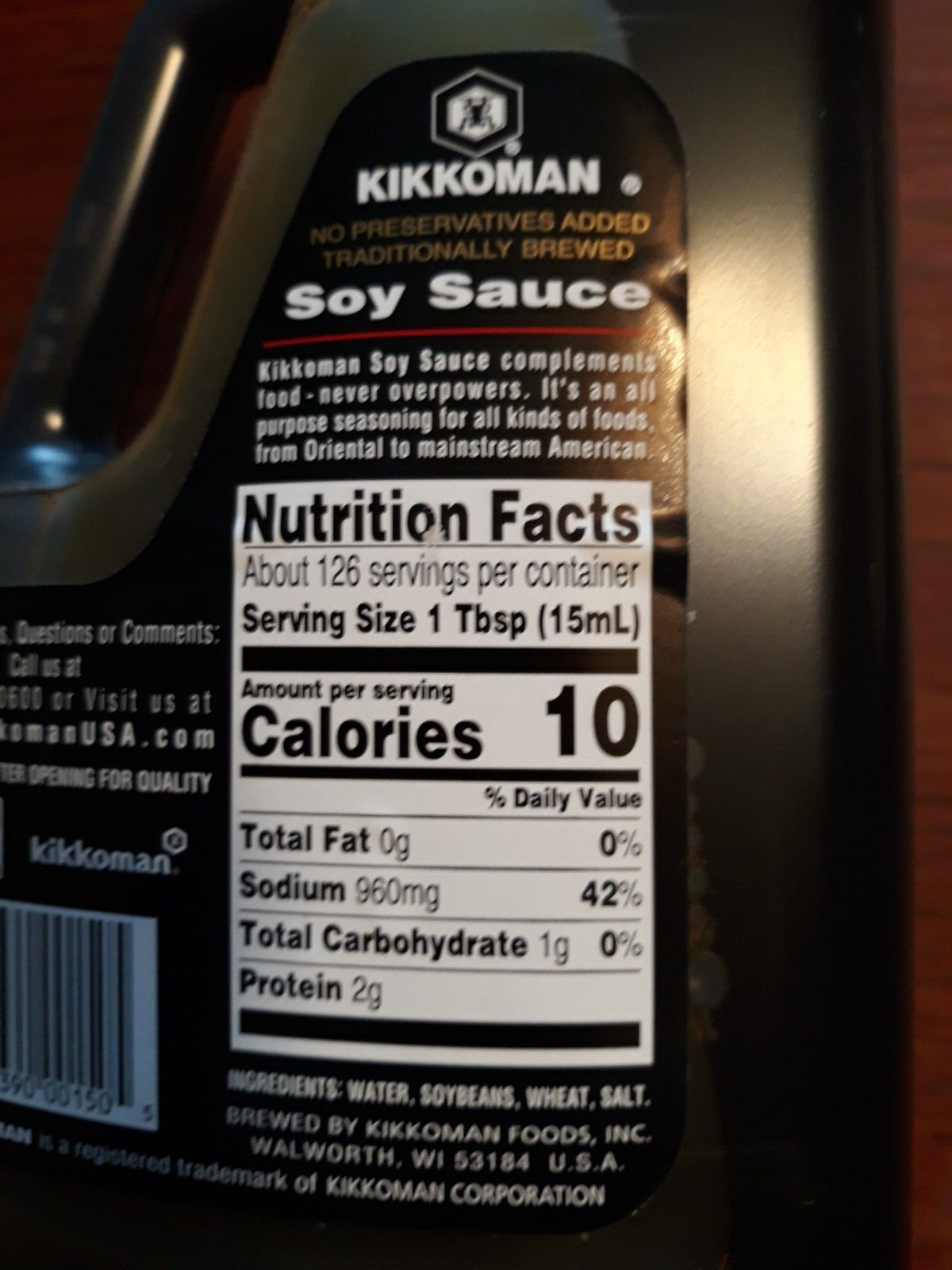 Kikkoman Soy Sauce (64 oz.) 1.89 L. Traditionally Brewed. F