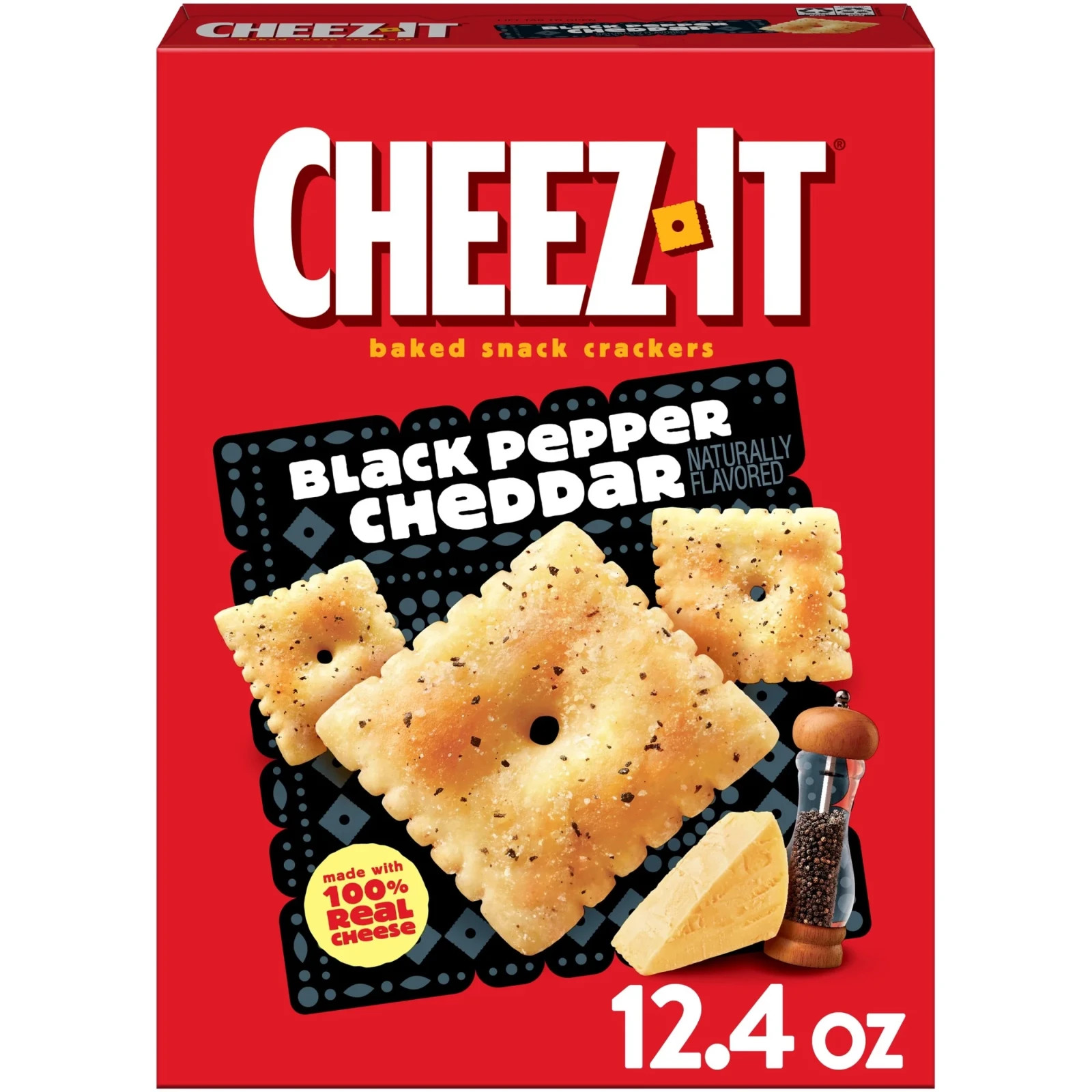 5 Pack Cheez-It Black Pepper Cheddar Crackers Size 12.4 oz Real Cheese Baked