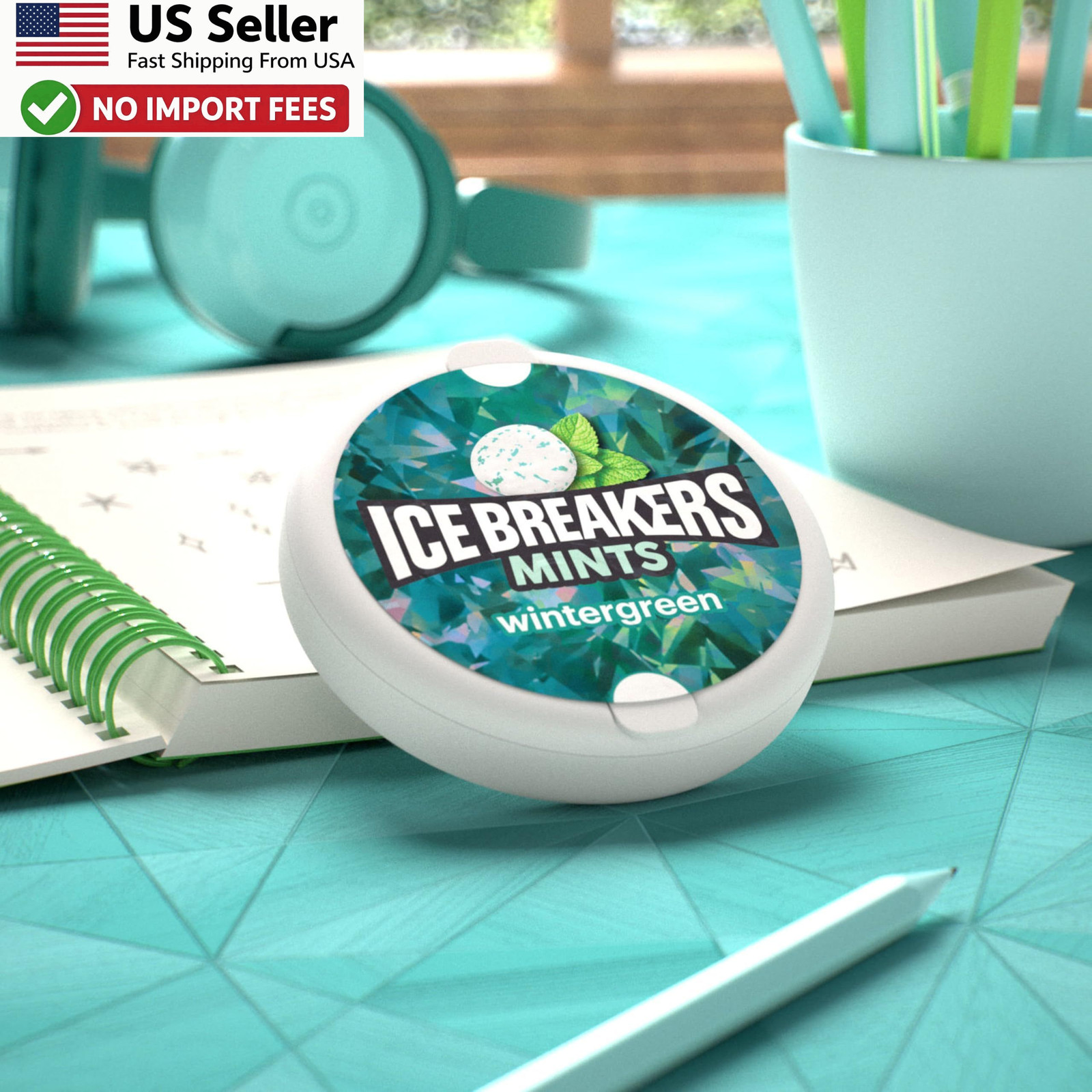 ICE BREAKERS Wintergreen Sugar Free Mints Tins 1.5 oz 8 Count Mints FROM USA