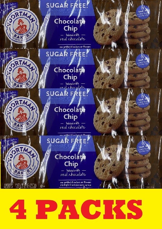 4x Voortman Bakery SUGAR FREE Chocolate chip Cookies 8 Oz Pack – 4 BULK PACKS