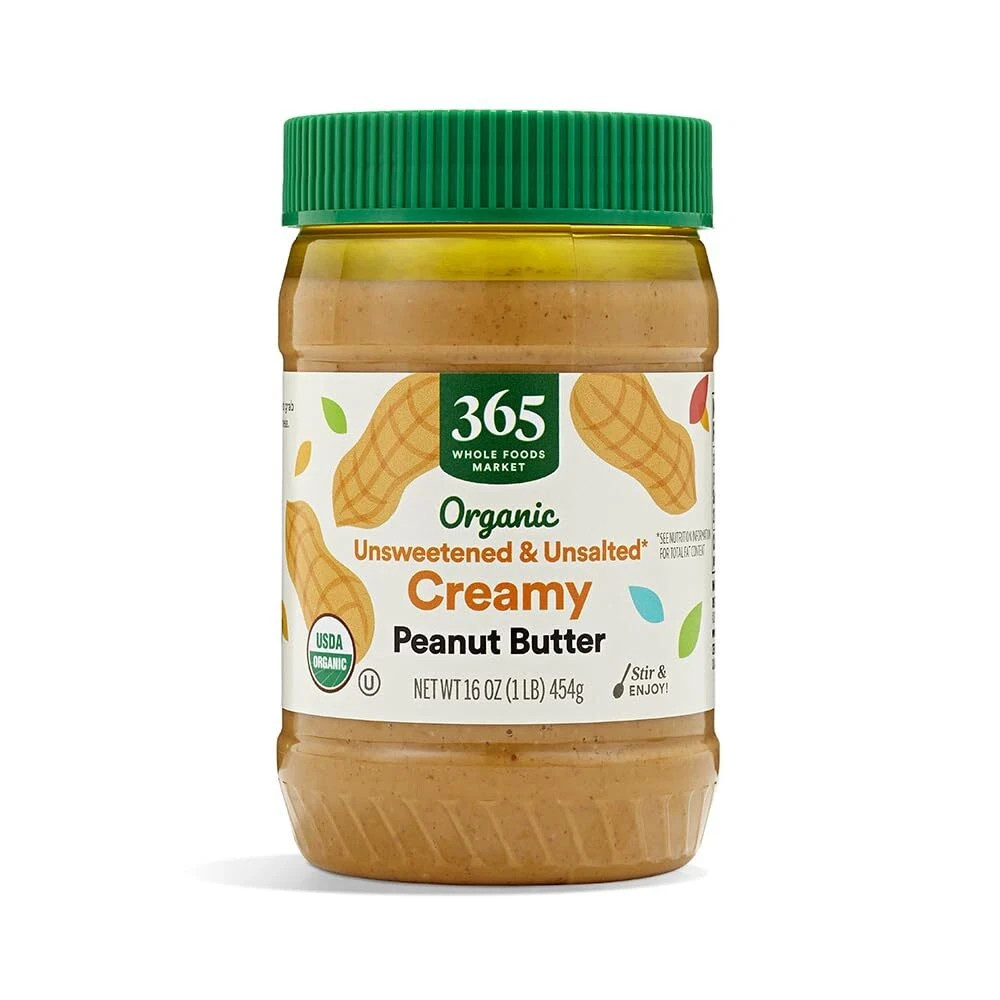 365 by Whole Foods Market, Organic Creamy Peanut Butter No Salt Added, 16 Ounce