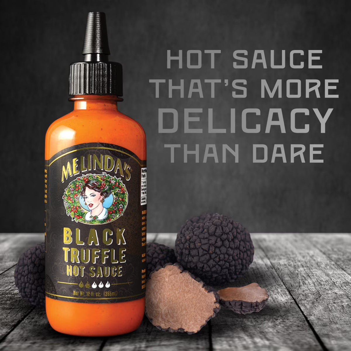 NEW: Melinda’s Black Truffle Hot Sauce, Condiment and Sauce, 12 oz FREE SHIP****
