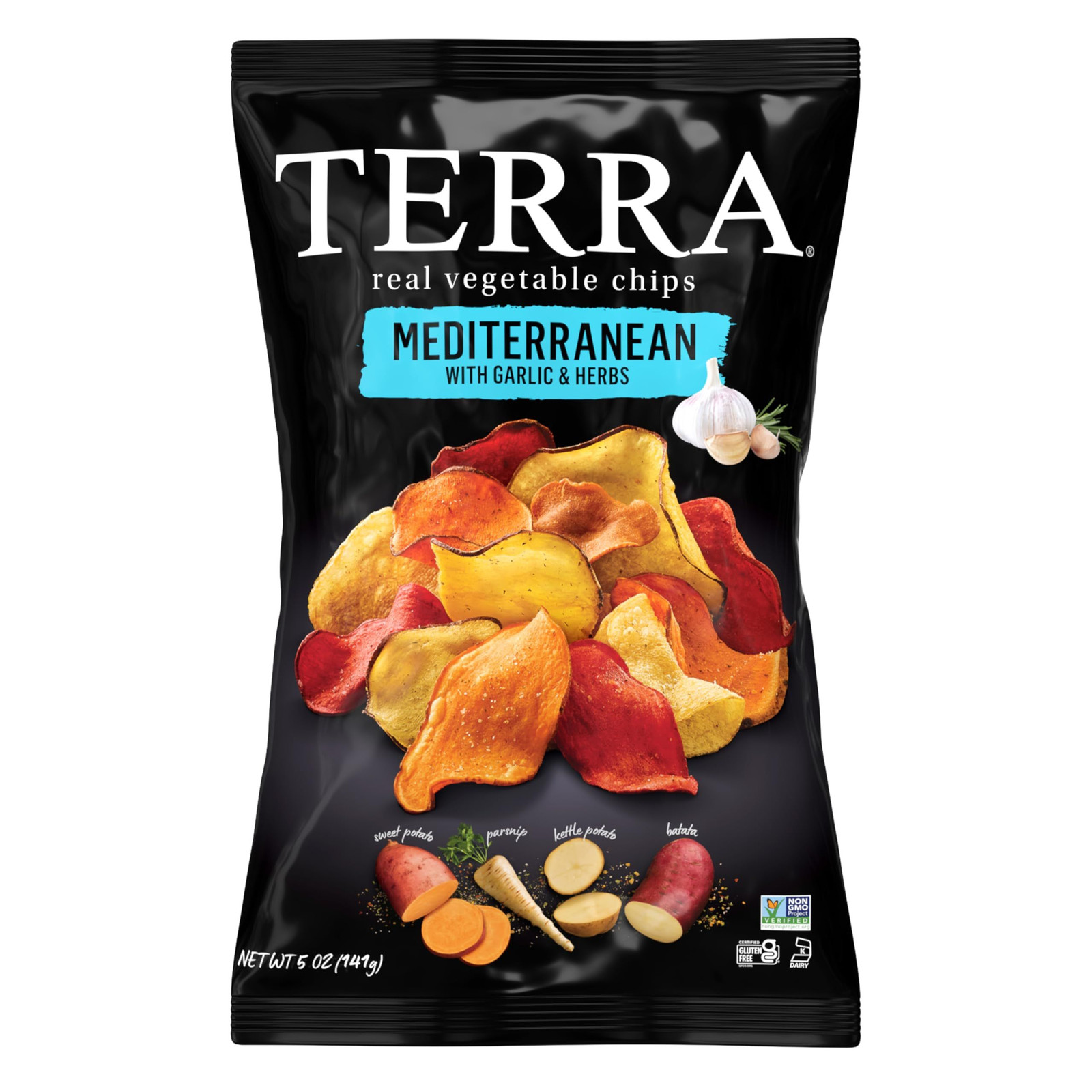 Terra Vegetable Chips, Mediterranean Garlic & Herbs Real 5 Ounce (Pack of 1)