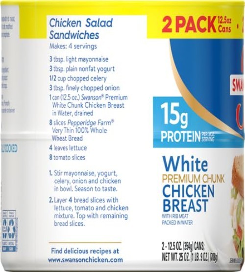 Swanson White Chunk Chicken Breast, 12.5 Oz Can, 2 Count