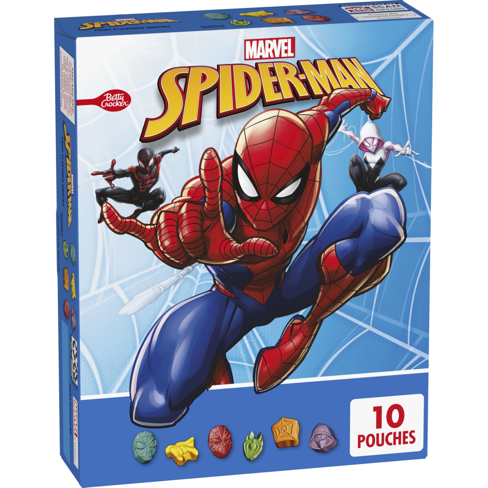 Spiderman Fruit Flavored Snacks, Treat Pouches, Gluten 10 Count (Pack of 1)