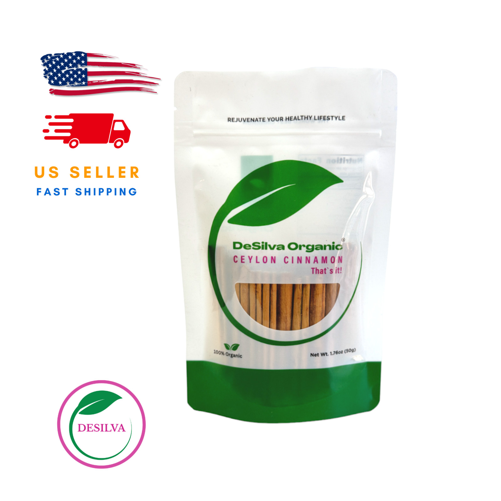 DESILVA BRAND – ALBA GRADE premium Ceylon Cinnamon Sticks NET WT: 1.76 Oz (50g)