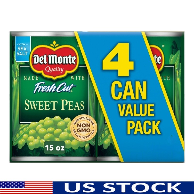 Canned Sweet Peas Non-GMO BPA Free Pack of 4 Natural Vegetable Side Dish New