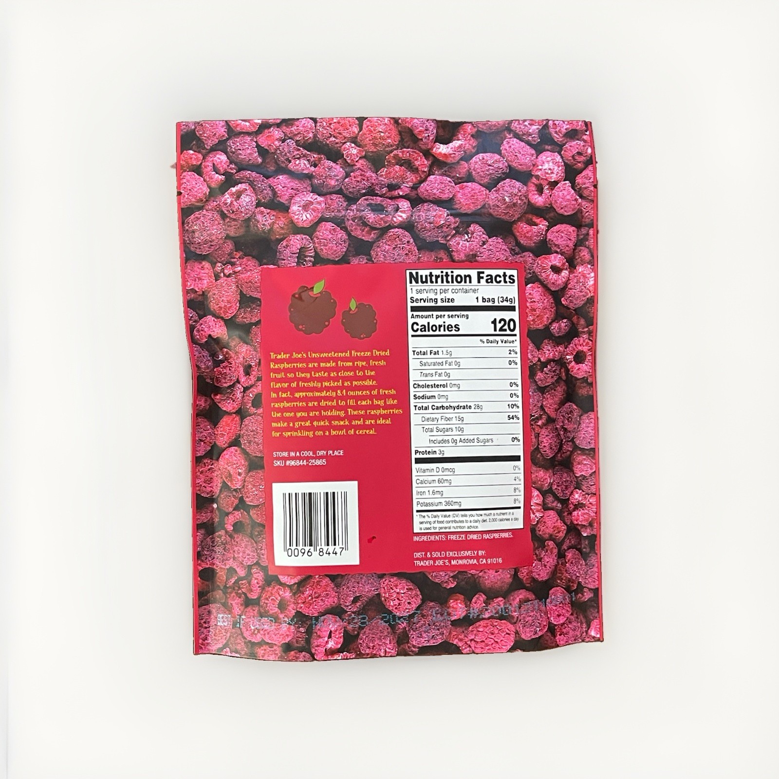 4 Packs Trader Joe’s Freeze Dried Raspberries-1,2 oz/34 g each – EXP 11/2027