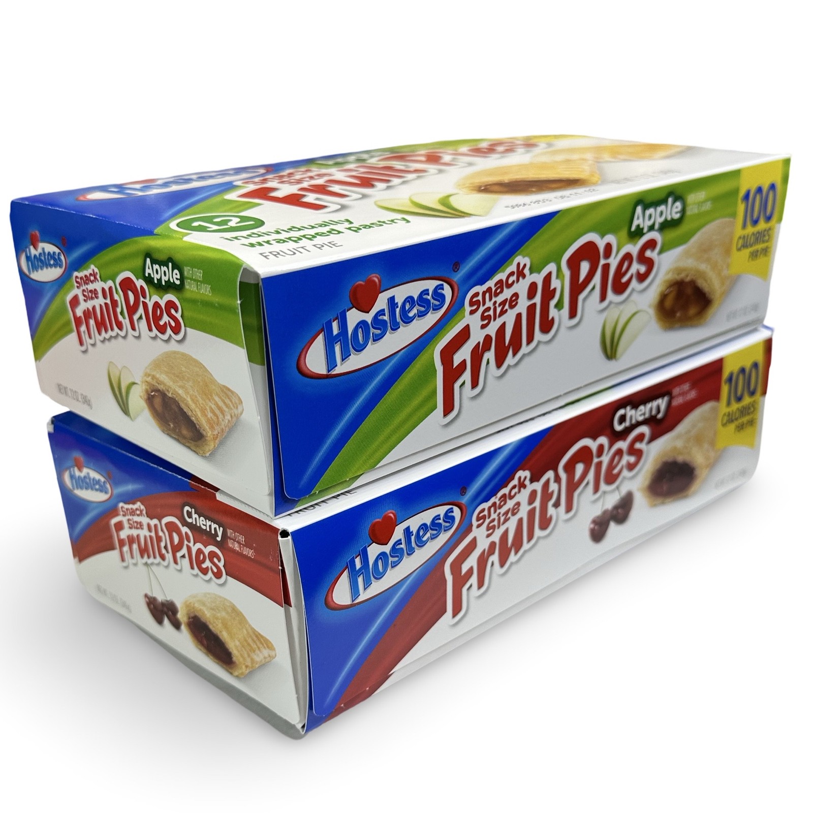 Hostess Snack Size 100 Calorie Mini Fruit Pies | 12 Count Box | Apple & Cherry C