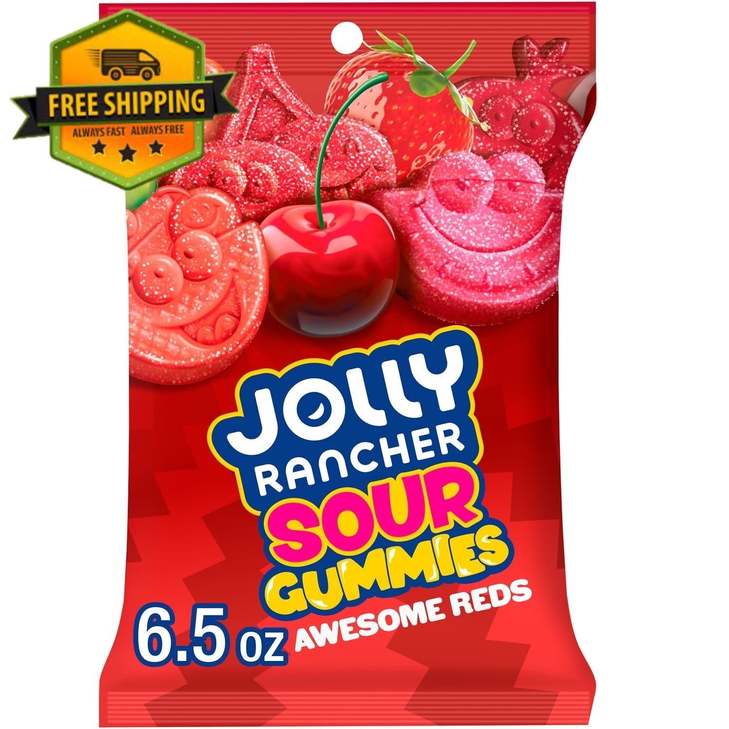 Jolly Rancher Sour Gummies Awesome Reds Assorted Fruit Candy 6.5oz Bag