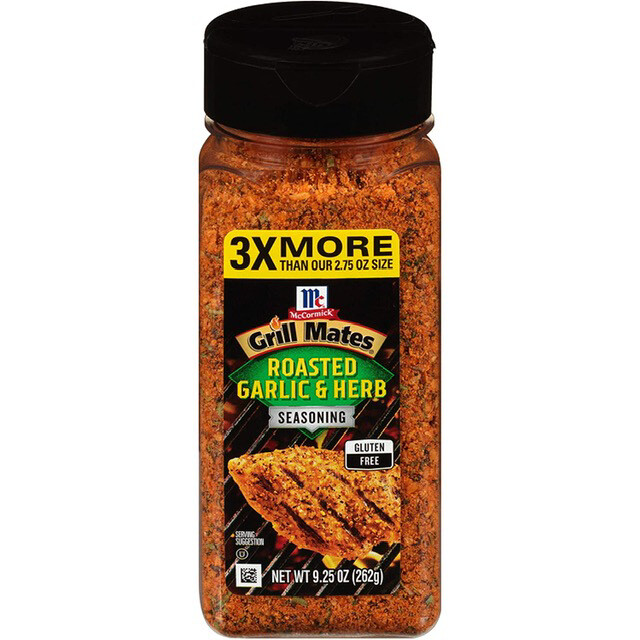 McCormick Grill Mates Roasted Garlic & Herb Seasoning, 9.25 Ounce Pack of 1