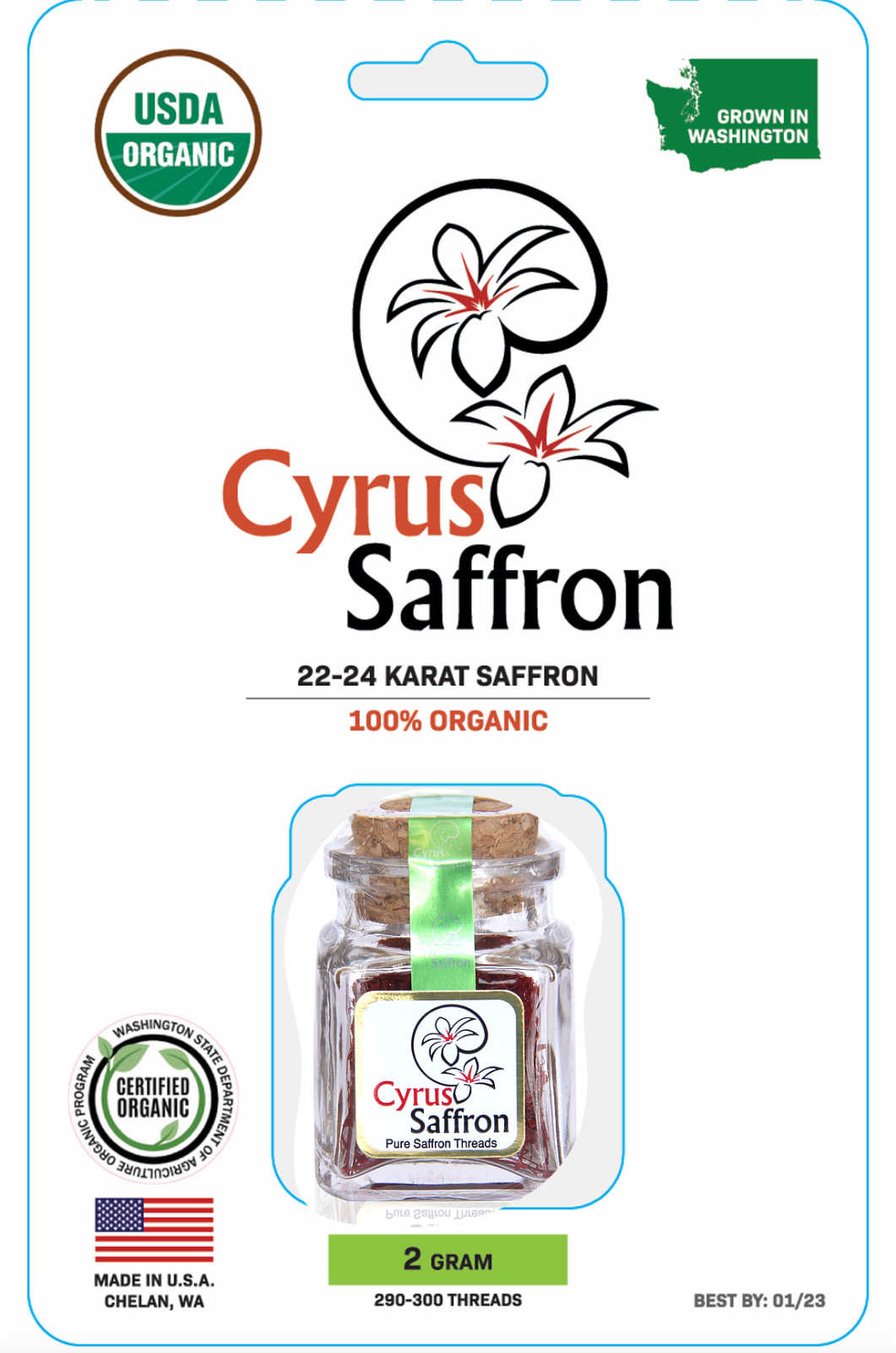 Organic SAFFRON, 2 GRAMS OF 100% ORGANIC NEW PURE NATURAL RED SAFFRON