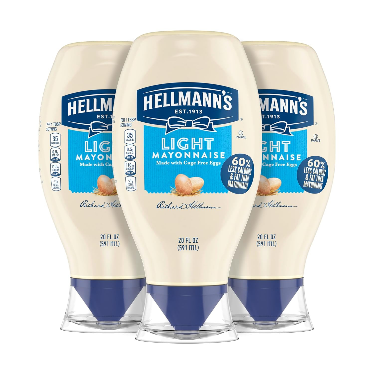 Light Mayonnaise Pack of 3 Light Mayo Squeeze Bottle for a Creamy Condiment for