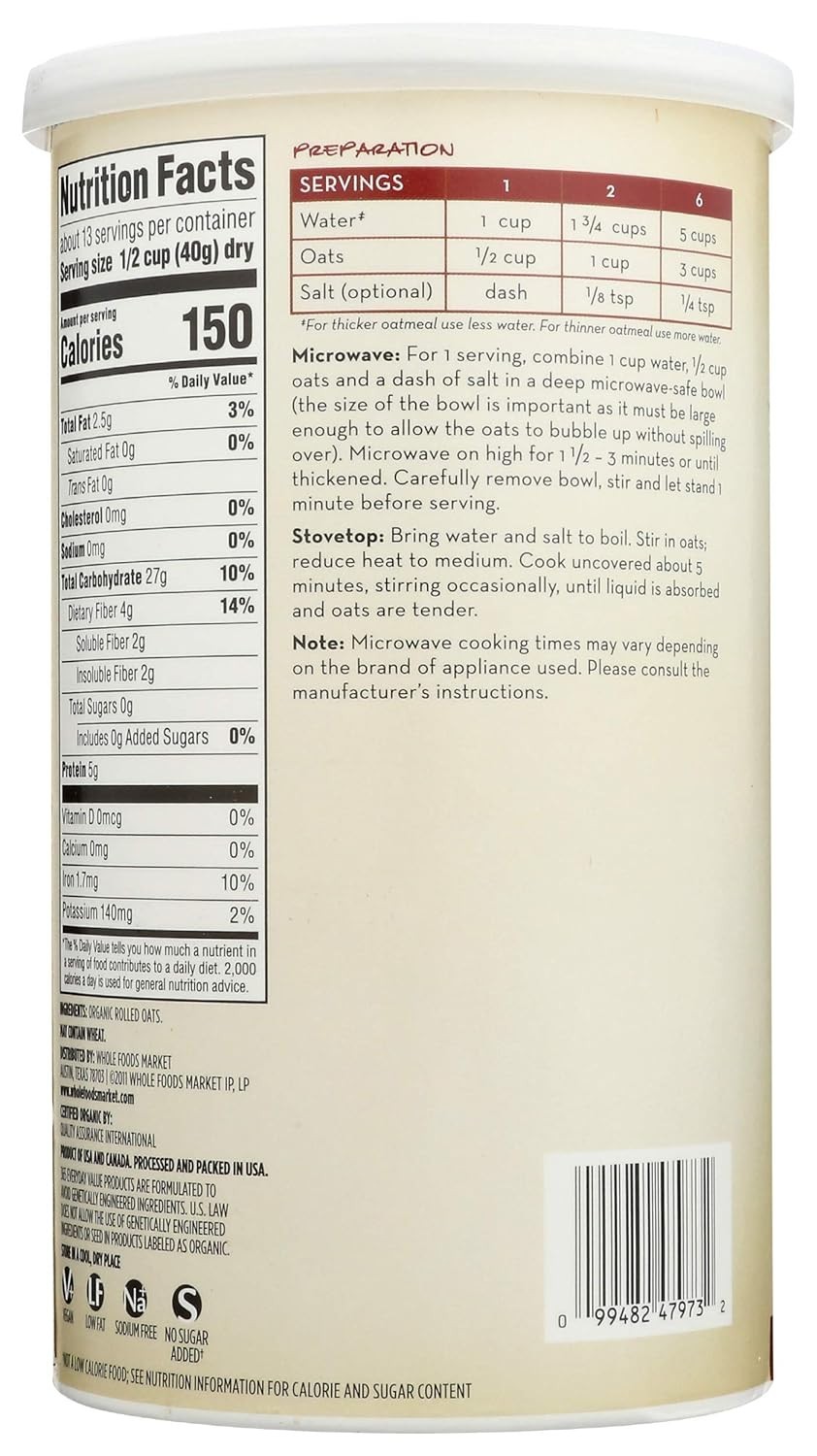 Organic Old Fashioned Rolled Oats, 18 Ounce